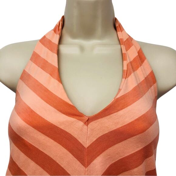 Ella Moss Orange Peach Creamsicle Chevron Stripe Halter Top Retro and Playful - Picture 5 of 16